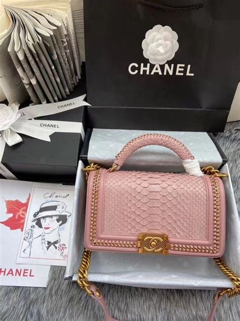 chanel le boy pink python|Chanel bag.